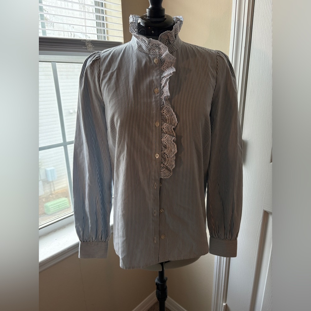 Sezane Blue and White Striped Blouse